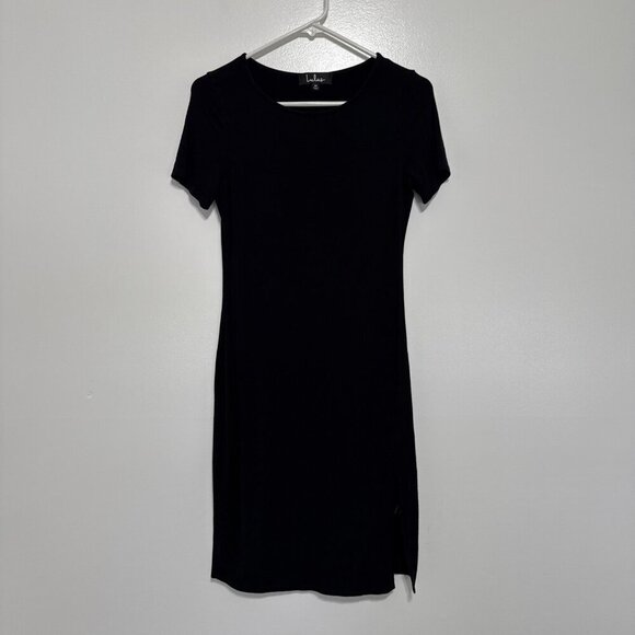 Lulus Time to Unwind Short Sleeve Midi Dress in Black Women's Medium - Picture 1 of 9